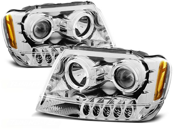 Frontlykter Jeep Grand Cherokee 99-05.05 Angel Eyes Chrome