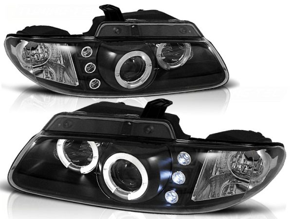 Frontlykter Chrysler Voyager 96-02.01 Angel Eyes Black - Bilde 2
