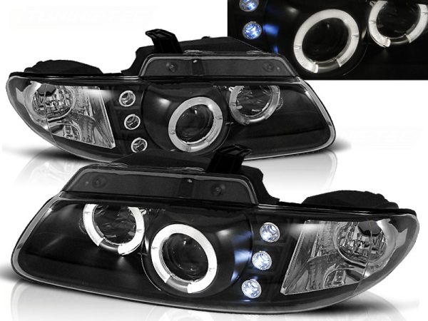 Frontlykter Chrysler Voyager 96-02.01 Angel Eyes Black
