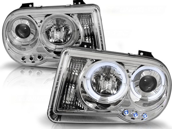 Frontlykter Chrysler 300c 05-10 Angel Eyes Chrome