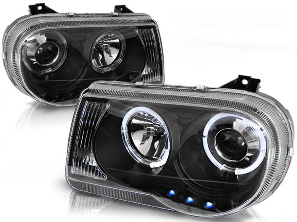 Frontlykter Chrysler 300c 05-10 Angel Eyes Black