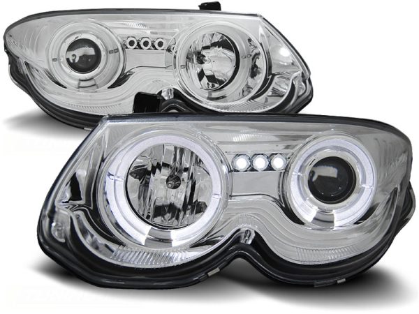Frontlykter Chrysler 300 M 99-04 Angel Eyes Chrome - Bilde 2
