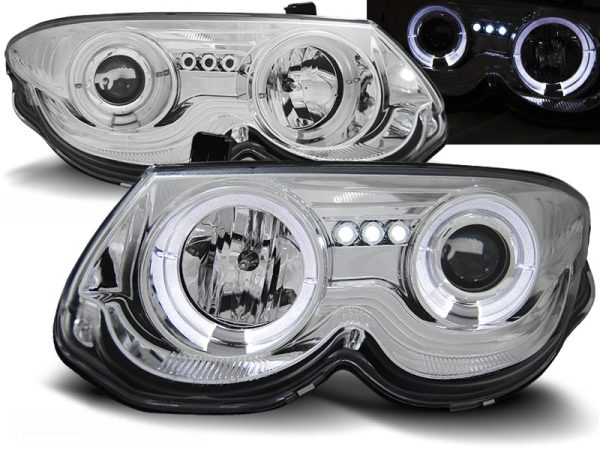 Frontlykter Chrysler 300 M 99-04 Angel Eyes Chrome
