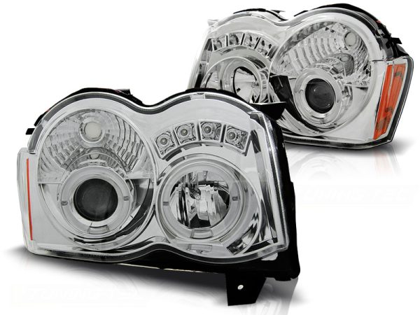 Frontlykter Jeep Grand Cherokee 08-10 Angel Eyes Chrome - Bilde 2