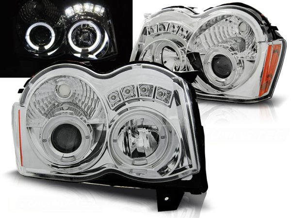 Frontlykter Jeep Grand Cherokee 08-10 Angel Eyes Chrome