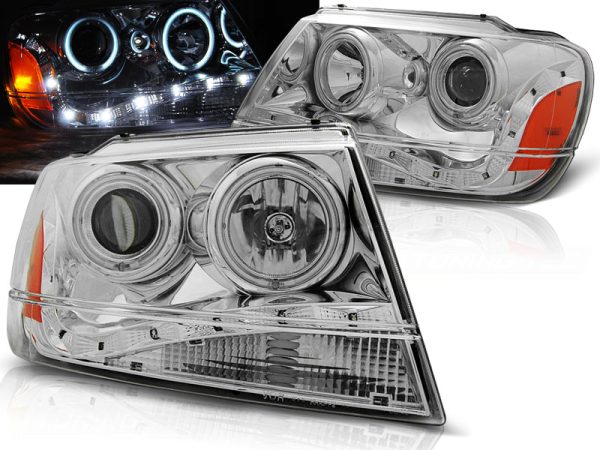 Frontlykter Jeep Grand Cherokee 99-05.05 Daylight Chrome