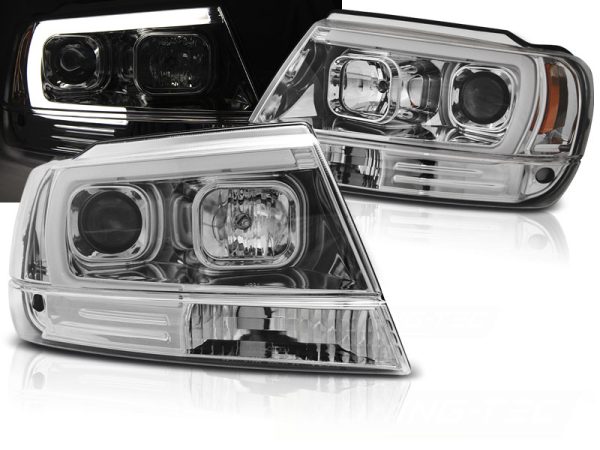 Frontlykter Jeep Grand Cherokee 99-05.05 Tube Light Chrome