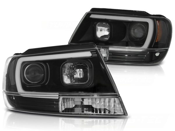 Frontlykter Jeep Grand Cherokee 99-05.05 Tube Light Black - Bilde 2