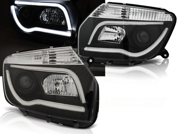 Frontlykter Dacia Duster 04.10-14 Black Tube Light