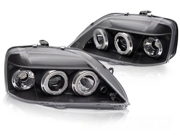 Frontlykter Dacia Logan 04-08 Angel Eyes Black - Bilde 2