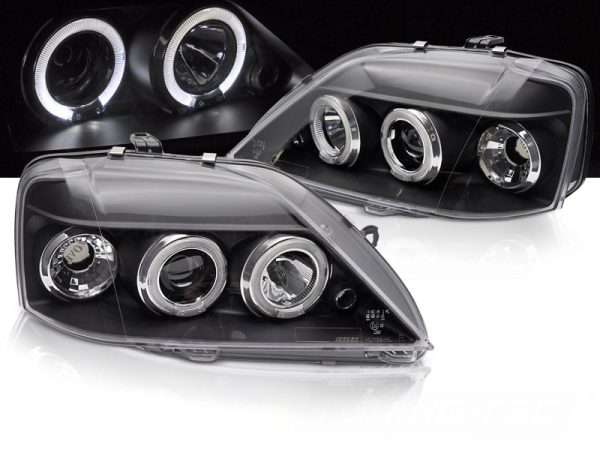 Frontlykter Dacia Logan 04-08 Angel Eyes Black