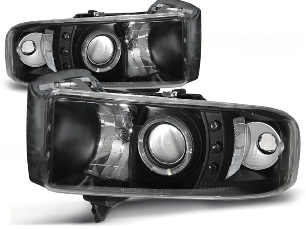 Frontlykter Dodge RAM 94-01 Angel Eyes Black - Bilde 2