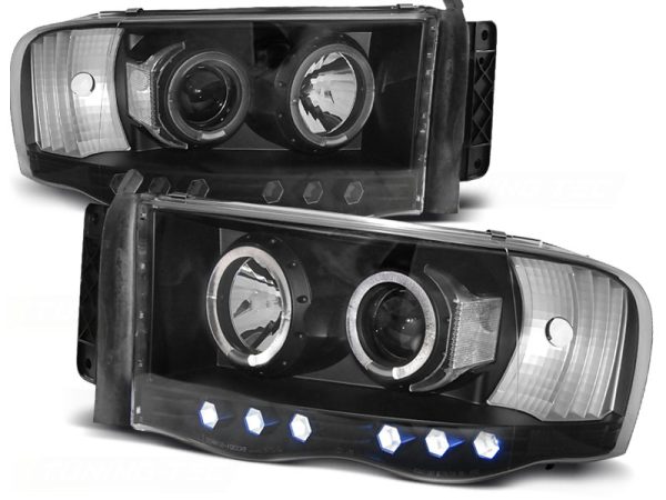 Frontlykter Dodge Ram 02-06 Black Angel Eyes - Bilde 2