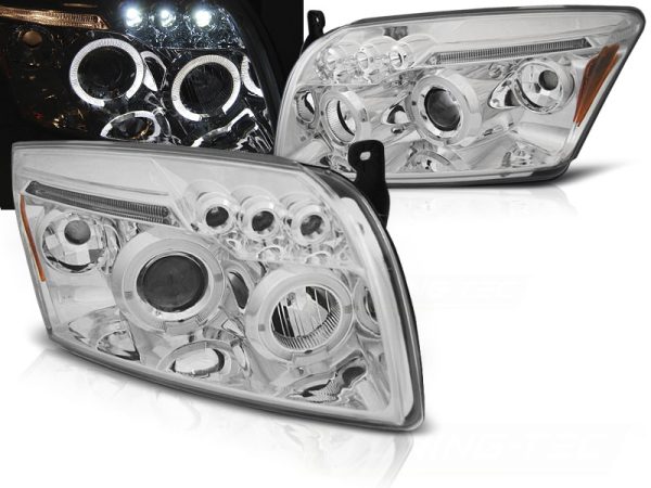 Frontlykter Dodge Caliber 06-12 Angel Eyes Chrome