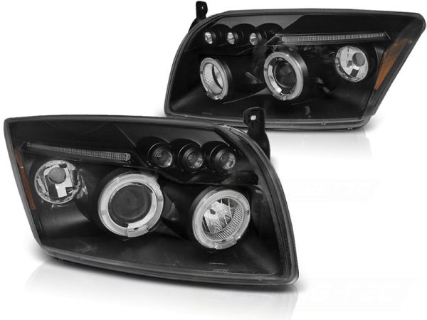 Frontlykter Dodge Caliber 06-12 Angel Eyes Black - Bilde 2