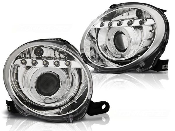 Frontlykter Fiat 500 07-15 Projektor Chrome Led - Bilde 2