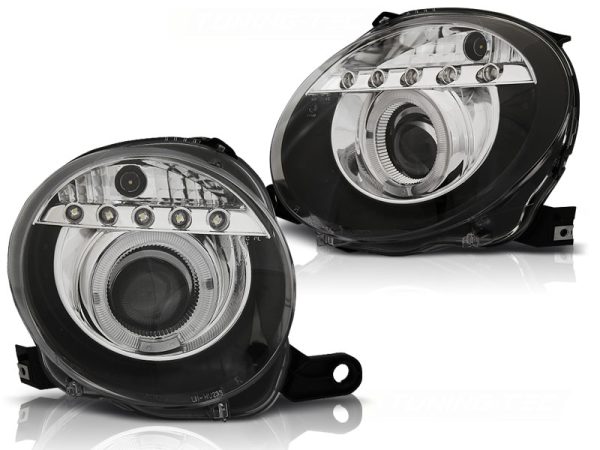 Frontlykter Fiat 500 07-15 Projektor Black Led - Bilde 2