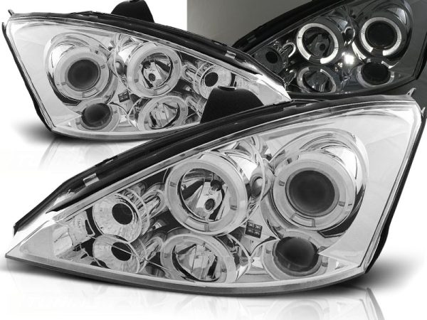 Frontlykter Ford Focus 11.01-10.04 Angel Eyes Chrome