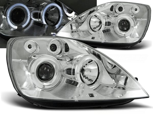 Frontlykter Ford Fiesta MK6 05.02-08.05 Angel Eyes Chrome