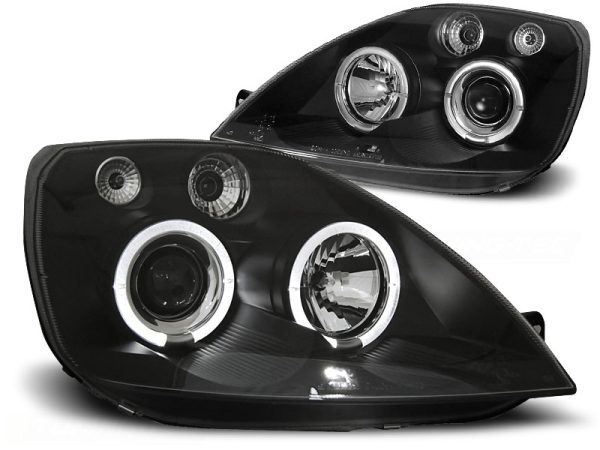 Frontlykter Ford Fiesta MK6 05.02-08.05 Angel Eyes Black - Bilde 2