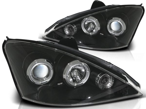 Frontlykter Ford Focus 10.98-10.01 Angel Eyes Black