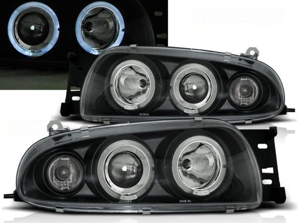 Frontlykter Ford Fiesta MK4 10.95-08.99 Angel Eyes Black