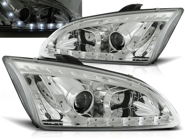 Frontlykter Ford Focus II 09.04-01.08 Daylight Chrome