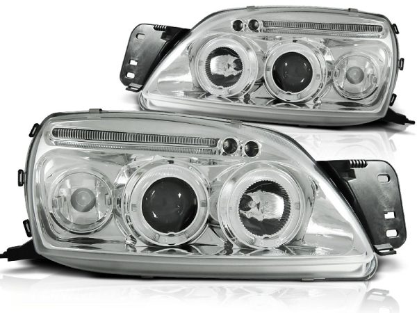 Frontlykter Ford Fiesta MK5 09.99-04.02 Angel Eyes Chrome - Bilde 2