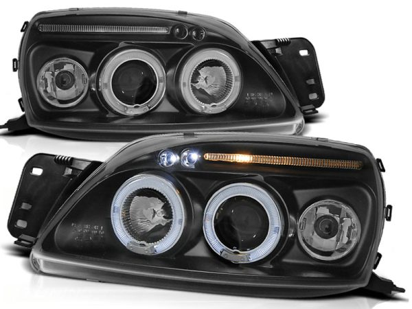 Frontlykter Ford Fiesta MK5 09.99-04.02 Angel Eyes Black - Bilde 2