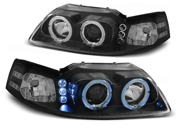 Frontlykter Ford Mustang 98-04 Angel Eyes Black - Bilde 2