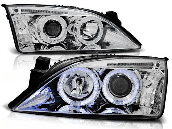 Frontlykter Ford Mondeo MK3 00-07 Angel Eyes Chrome - Bilde 2