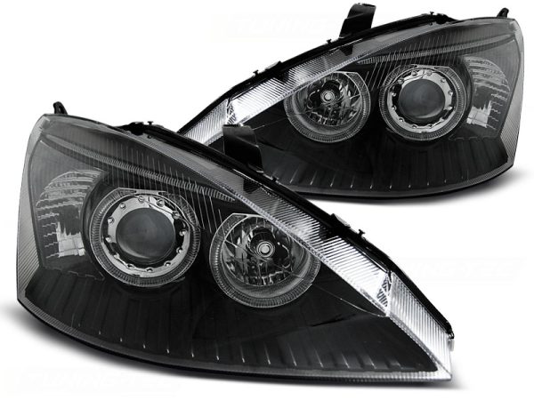 Frontlykter Ford Focus 10.98-10.01 Angel Eyes Black - Bilde 2