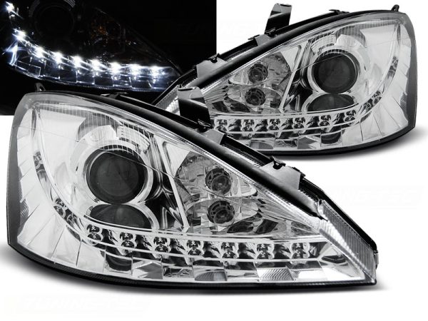 Frontlykter Ford Focus 10.98-10.01 Daylight Chrome