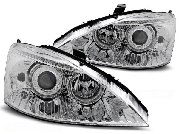 Frontlykter Ford Focus 11.01-10.04 Angel Eyes Chrome