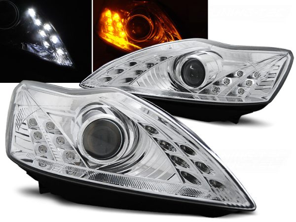 Frontlykter Ford Focus 02.08-10 Daylight Chrome