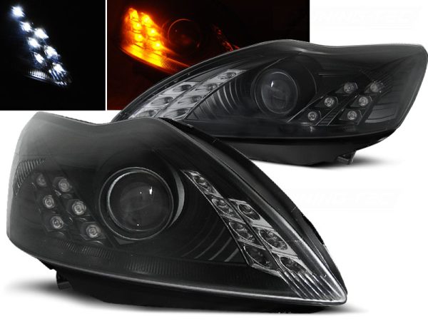 Frontlykter Ford Focus 02.08-10 Daylight Black