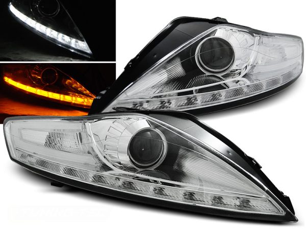 Frontlykter Ford Mondeo 07.07-11.10 Daylight Chrome Led Indikator