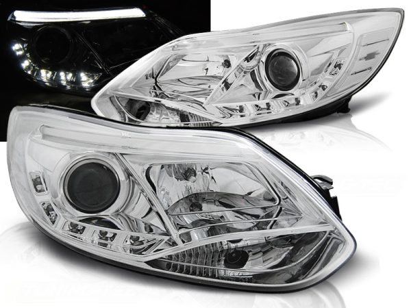 Frontlykter Ford Focus MK3 11- 10.14 Tube Light Chrome