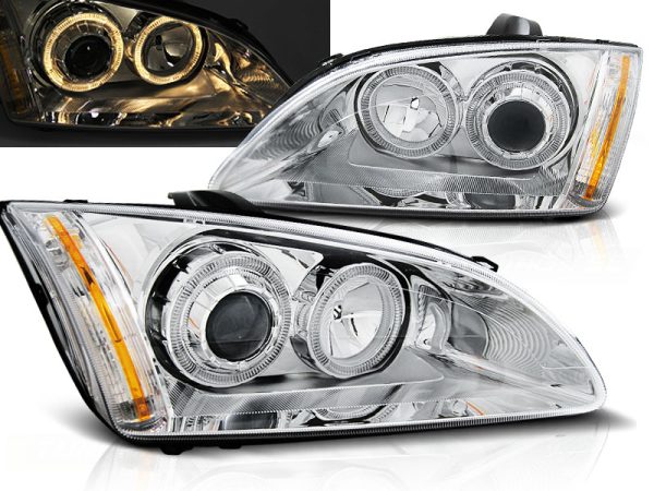 Frontlykter Ford Focus II 09.04-01.08 Angel Eyes Chrome