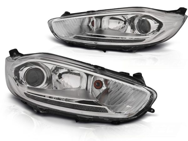 Frontlykter Ford Fiesta MK7 13-16 Led Drl Chrome - Bilde 2