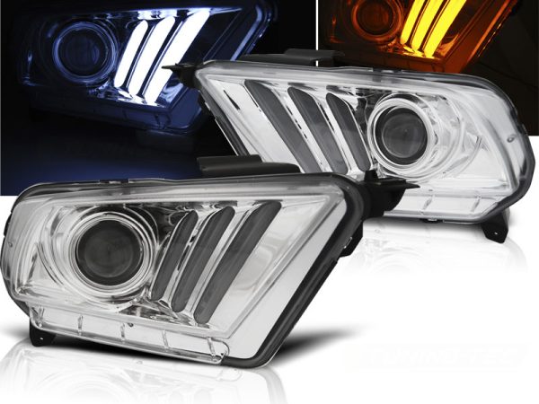Frontlykter Ford Mustang 10-13 Tube Light Chrome