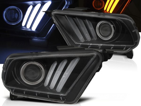 Frontlykter Ford Mustang 10-13 Tube Light Black