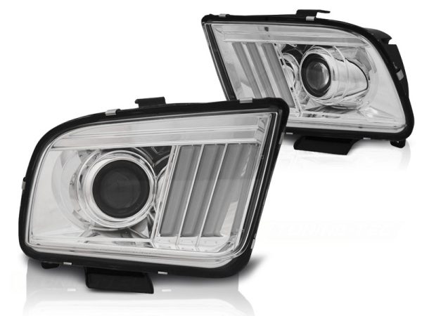 Frontlykter Ford Mustang 04-09 Chrome Tube Light - Bilde 2