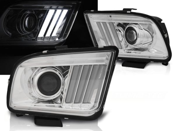 Frontlykter Ford Mustang 04-09 Chrome Tube Light
