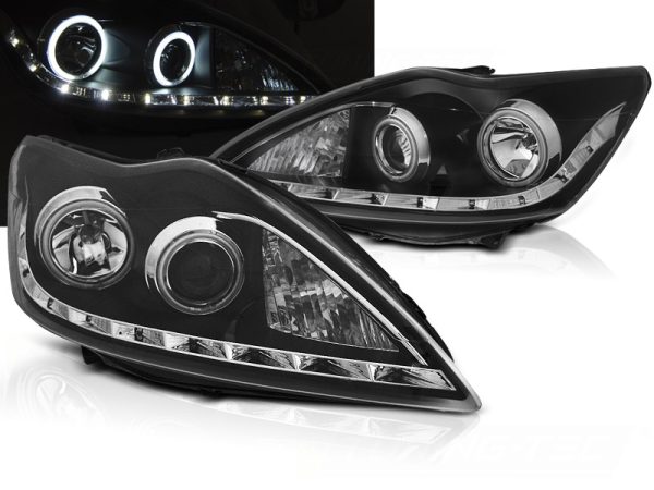 Frontlykter Ford Focus II 02.08-10 Angel Eyes CCFL Sort