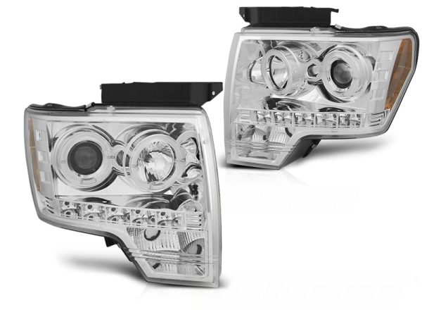Frontlykter Ford F150 Mk12 08-14 Angel Eyes Chrome - Bilde 2