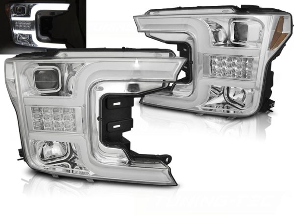 Frontlykter Ford F150 Mk13 17-20 Tube Light Chrome