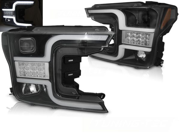 Frontlykter Ford F150 Mk13 17-20 Tube Lights Black