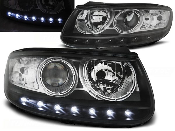 Frontlykter Hyundai Santa FE 06.06 -12 Daylight Black