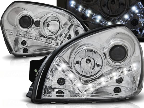 Frontlykter Hyundai Tucson 07.04-10 Daylight Chrome